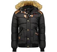 Geographical Norway BELPHEGOR BELL Uomo - Giacca/Blouson invernale da uomo - Piumino in pile imbottito con cappuccio per uomo - Mantello in pelliccia impermeabile nero/Blouson antivento, Nero , L