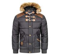 Geographical Norway Belphegore Men Distribrands - Giacca Calda Uomo Casual - Cappotto Cappuccio Antivento - Giubbotto Caldo Invernale Giacca - Giacche Classico Zip Uomo Parka (Grigio S)