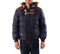 Geographical Norway Belphegore Men Distribrands - Giacca Calda Uomo Casual - Cappotto Cappuccio Antivento - Giubbotto Caldo Invernale Giacca - Giacche Classico Zip Uomo Parka (Blu XL)