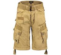 Geographical Norway Pantaloncini cargo, bermuda con cintura, pantaloncini Hunter in vita, con bandana UD, Beige 4, XXXXL