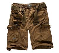 Geographical Norway Pantaloncini cargo, bermuda con cintura, pantaloncini Hunter in vita, con bandana UD, Kaki 4, XXXL