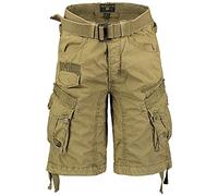 Geographical Norway Uomo Cotone Cargo Pantaloncini Parasole Stoff-Gürtel - Mastice, L