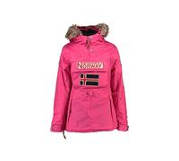 Geographical Norway Bridget Lady - Passe Tete Chaude Femme Automne Hiver - Manteau Capuche Fausse Fourrure - Parka Blouson Coupe Vent Doudoune Courte - Cadeau Ideal Ski Femmes (Rose Flash XL-Taille 4)