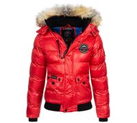 Geographical Norway Bugs Lady - Giacca Donna Imbottita Calda Autunno-Invernale - Cappotto Caldo - Giacche Antivento A Maniche Lunghe e Tasche - Abito Ideale (Rosso L)