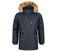 Geographical Norway Chirac Men - Giacca Calda Imbottita Da Uomo - Giacca Da Uomo Invernale Foderata - Giacca A Vento A Manica Lunga - Imbottitura In Tessuto Leggero Di Qualità (Blu Marino XL)