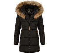 Geographical Norway Cora IMS - Parka invernale da donna con cappuccio in pelliccia, con berretto UD, Beauti Black, S