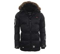 Geographical Norway Danone Men - Giacca Uomo Imbottita Calda Autunno-Invernale - Cappotto Caldo - Giacche Antivento A Maniche Lunghe - Abito Ideale Per Uomini (NERO S)