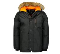 Geographical Norway Darwin - Giacca a vento da uomo, per autunno e inverno, impermeabile, impermeabile, con cappuccio e pelliccia, per esterni, da uomo, colore: nero 2XL, Nero, XXL