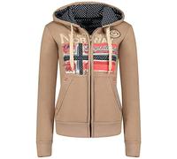 Geographical Norway FARLOTTE Lady - Damen Sweatshirt Langarmshirt Taschen - Damen Sweatshirt Langarm Pullover Winter - Hoodie Jacke Hoodies Kapuzenpullover Casual Classic (Taupe, M)
