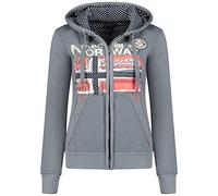 Geographical Norway Farlotte Lady - Felpa Donna Zip Hoodie Tasche - Pile Donna Maglione Manica Lunga Giacca Cappuccio - Abito Ideale Primavera Estate Autunno Inverno Stagione (Grigio Scuro XL)