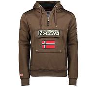 Geographical Norway Felpa GymClass Uomo Anapurna mezzo zip con cappuccio e tascone Marrone S