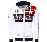 Geographical Norway Felpa Flyer Full Zip con Cappuccio Sport Bianco Uomo