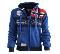 Geographical Norway Felpa Flyer Full Zip con Cappuccio Sport Blu Royal Uomo
