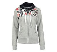Geographical Norway Fespote Lady - Felpa Donna Zip Hoodie Tasche - Pile Donna Maglione Manica Lunga Giacca Cappuccio - Abito Ideale Primavera Estate Autunno Inverno Stagione (Grigio Chiaro L)