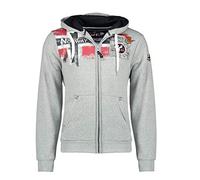Geographical Norway Fespote Men - Felpa Uomo con Cappuccio Tasca A Canguro Zip - Felpe Pullover Hoody Neve A Maniche Lunghe - Abito Ideale Primavera Estate Autunno Inverno (Grigio Chiaro S)