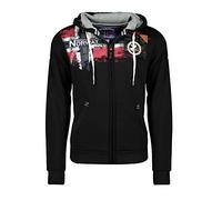 Geographical Norway Fespote Men - Felpa Uomo con Cappuccio Tasca A Canguro Zip - Felpe Pullover Hoody Neve A Maniche Lunghe - Abito Ideale Primavera Estate Autunno Inverno (Nero XL)