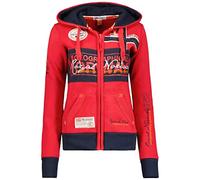 Geographical Norway Flyer Lady - Felpa Donna Zip Hoodie Tasche - Pile Donna Maglione Manica Lunga Giacca Cappuccio - Abito Ideale Primavera Estate Autunno Inverno Stagione (Rosso M)