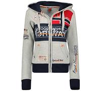 Geographical Norway Flyer Lady - Felpa Donna Zip Hoodie Tasche - Pile Donna Maglione Manica Lunga Giacca Cappuccio - Abito Ideale Primavera Estate Autunno Inverno Stagione (Grigio Chiaro L)