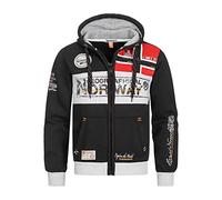 Geographical Norway Flyer Men - Felpa Uomo con Cappuccio Tasca A Canguro Zip - Felpe Pullover Hoody Neve A Maniche Lunghe - Abito Ideale Primavera Estate Autunno Inverno (Nero XL)