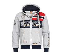 Geographical Norway Flyer Men - Felpa Uomo con Cappuccio Tasca A Canguro Zip - Felpe Pullover Hoody Neve A Maniche Lunghe - Abito Ideale Primavera Estate Autunno Inverno (Grigio Chiaro L)