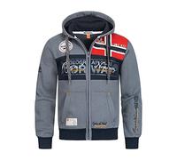 Felpa Con Cappuccio Geographical Norway Flyer Uomo Misto Cotone Grigio Scuro