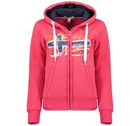 Geographical Norway Gayto Lady - Felpa Cappuccio Donna con Tasche A Canguro - Felpa A Manica Lunga Calda - Giacca Abito Ideale Primavera Estate Autunno Inverno (Rosa Flash XL-Taglia 4)