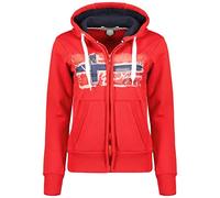 Geographical Norway Gayto Lady - Felpa Cappuccio Donna con Tasche A Canguro - Felpa A Manica Lunga Calda - Giacca Abito Ideale Primavera Estate Autunno Inverno (Rosso S-Taglia 1)