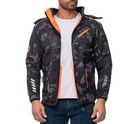 Geographical Norway Giacca da uomo Royaute Men Camo - Nero-Arancione S