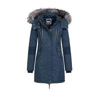 Geographical Norway - Giacca invernale da donna Coracle/Coraly XL con cappuccio in pelliccia Navy II L