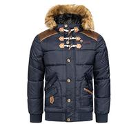 Geographical Norway - Giacca Invernale da uomo, trapuntata, Parka Belphegor (Blu Marino, M)