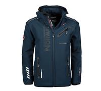 Geographical Norway Royaute Men Distribrands - Giacca Softshell impermeabile uomo - Giacca cappuccio traspirante all'aperto vento tattica resistente all'inverno (Blu_marino_Nero L)