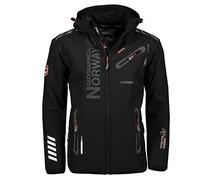 Geographical Norway - Giacca softshell, da uomo per attività all'aperto, tecnologia Turbo-Dry, impermeabile, con cappuccio, nero/nero, L