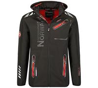 Geographical Norway Giacca Softshell Uomo Royaudb Dsitribrands Production Impermeabile Antivento con Cappuccio per Outdoor Trekking Sci Autunno Inverno Primavera Resistente e Comoda (Nero Rosso S)