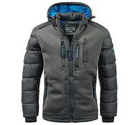Geographical Norway - Giacca trapuntata da uomo invernale con cappuccio, giacca calda, imbottita taglie S-7XL, per attività outdoor, sci, snowboard, per inverno/autunno, IMS Production, grigio scuro, M