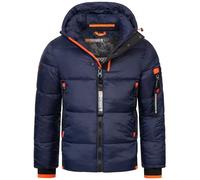 Geographical Norway Giacca trapuntata invernale da uomo, foderata, calda giacca da snowboard per l'inverno e l'autunno in bundle con UD Beanie, Y Calix Navy, XXXL