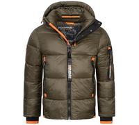 Geographical Norway Giacca trapuntata invernale da uomo, foderata, calda giacca da snowboard per l'inverno e l'autunno in bundle con UD Beanie, Y Calix Kaki, M