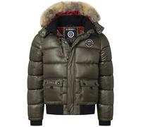 Geographical Norway Giacca trapuntata invernale da uomo, foderata, calda giacca da snowboard per l'inverno e l'autunno in bundle con UD Beanie, Bugs Kaki, L