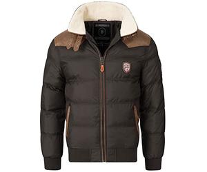 Geographical Norway Giacca trapuntata invernale da uomo, foderata, calda giacca da snowboard per l'inverno e l'autunno in bundle con UD Beanie, Abram nero, L