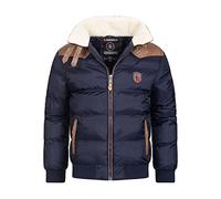 Geographical Norway - Giaccone invernale da uomo, modello Abraham, collezione inverno 2017/2018, bomber con collo in pelliccia, giacca a vento imbottita, per attività all’aperto (Marino, S)
