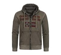 Geographical Norway Gimdo Men - Felpa Cappuccio E Zip Uomo - Felpa Logo A Manica Lunga - Abito Ideale Stagione Primavera Estate Autunno Inverno Degli Uomini (Cachi S)