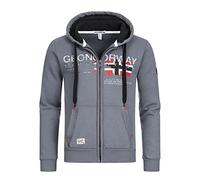 Geographical Norway GISLAND Men - Felpa Lunghe con Cappuccio Uomo - Incappucciati Shirt Resistenza Uomo - Grandi Maniche Caldo Pullover Uomini Casual Fisico Adatto Grigio scuro S