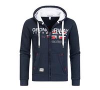 Geographical Norway GISLAND Men - Felpa Lunghe con Cappuccio Uomo - Incappucciati Shirt Resistenza Uomo - Grandi Maniche Caldo Pullover Uomini Casual Fisico Adatto Blu Marino M
