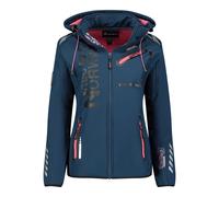 Geographical Norway Giubbotto Softshell Reine con Cappuccio Full Zip Antivento Blu/Rosa Donna