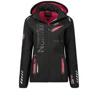 Geographical Norway Giubbotto Softshell Reine con Cappuccio Full Zip Antivento Nero/Rosa Donna