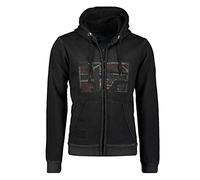 GEO NORWAY GOTZ Men - Felpa con Zip da Uomo - Felpa in Cotone da Uomo - Felpa con Cappuccio Giacca A Manica Lunga - Felpa con Cappuccio Sport Casual Tasche Tessuto Traspirante Nero - M