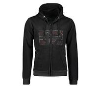 Geographical Norway Gotz Men - Felpa Cappuccio Zip Uomo - Felpa Pullover Logo Manica Lunga - Abito Ideale Uomo Primavera Estate Autunno Inverno Stagione (Nero XXL)