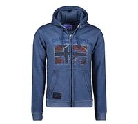 GEO NORWAY GOTZ Men - Felpa con Zip da Uomo - Felpa in Cotone da Uomo - Felpa con Cappuccio Giacca A Manica Lunga - Felpa con Cappuccio Sport Casual Tasche Tessuto Traspirante Blu - M