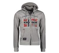 GEO NORWAY GOTZ Men - Felpa con Zip da Uomo - Felpa in Cotone da Uomo - Felpa con Cappuccio Giacca A Manica Lunga - Felpa con Cappuccio Sport Casual Tasche Tessuto Traspirante Grigio - M