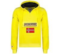 Geographical Norway Gymclass - Felpa con Cappuccio, da Uomo, Infilabile dalla Testa (Giallo Fluorescente, l)