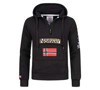 Geographical Norway Gymclass - Felpa con Cappuccio, da Uomo, Infilabile dalla Testa (XXXL, Nero)